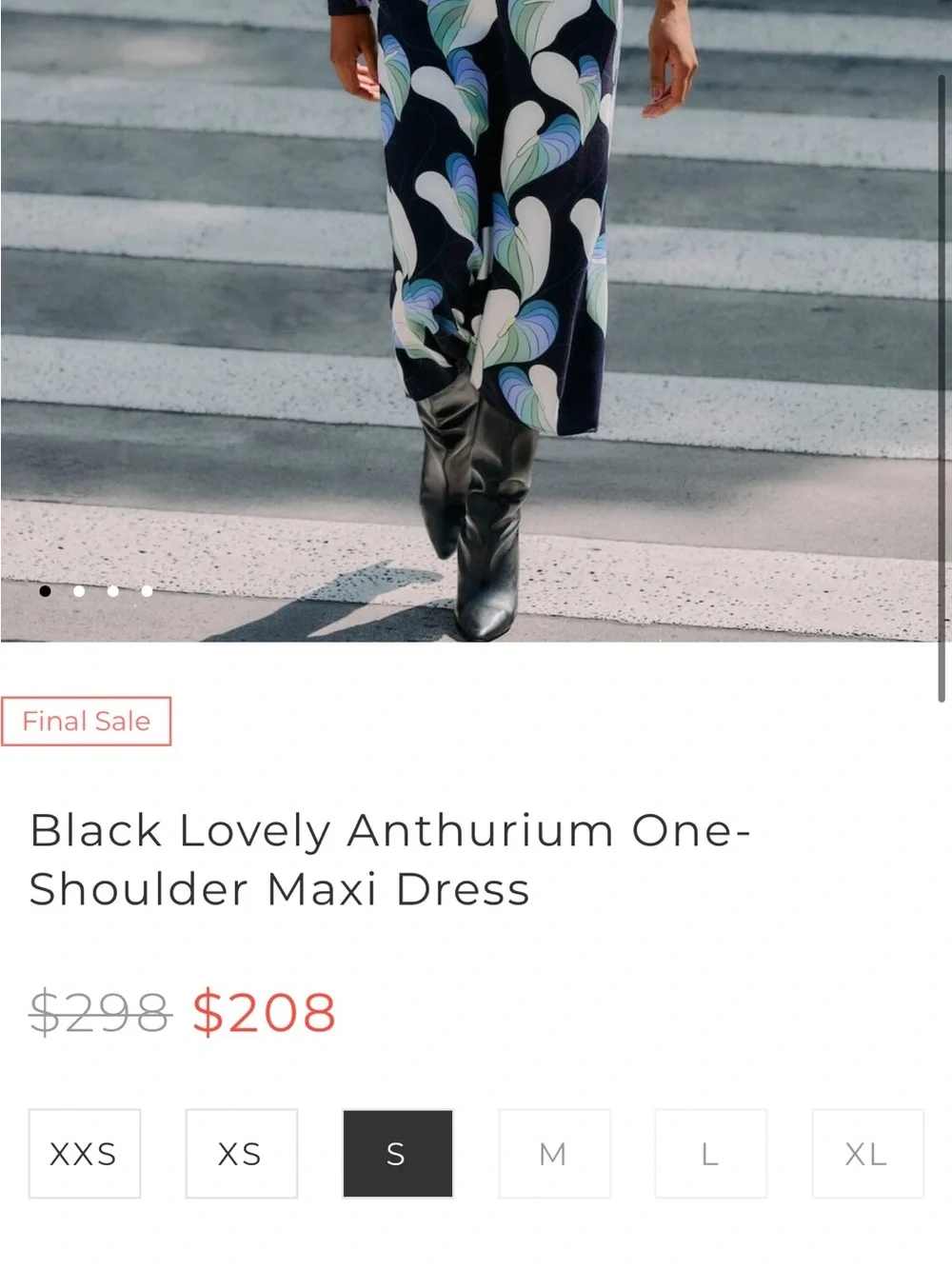 Farm Rio , Black Lovely Anthurium One-Shoulder Maxi Dress